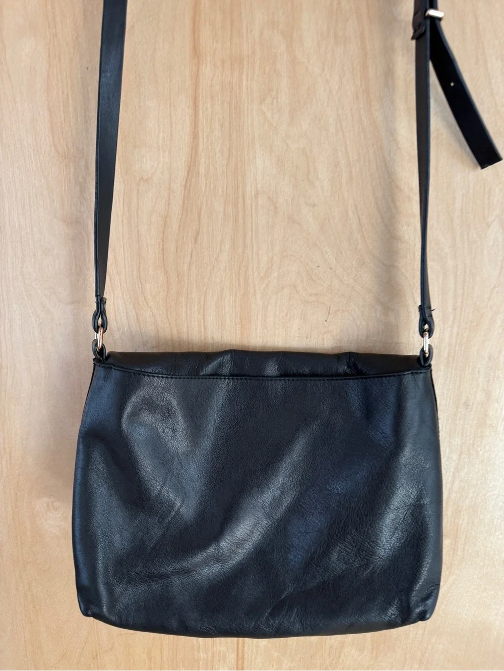 COS Black Supple Leather Minimalist Crossbody / Shoulder Bag